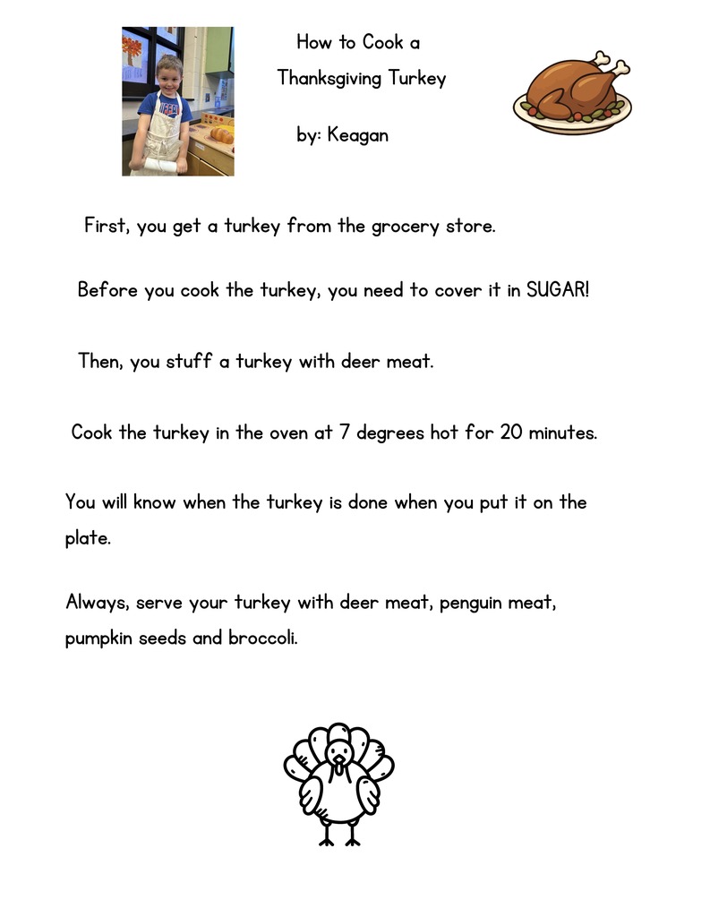 PreK How to Cook a Turkey Instructions