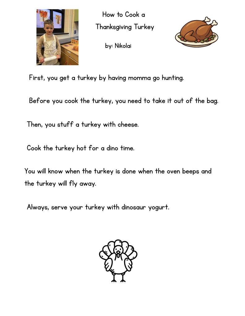 PreK How to Cook a Turkey Instructions