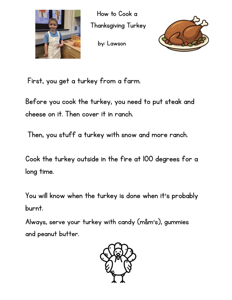 PreK How to Cook a Turkey Instructions