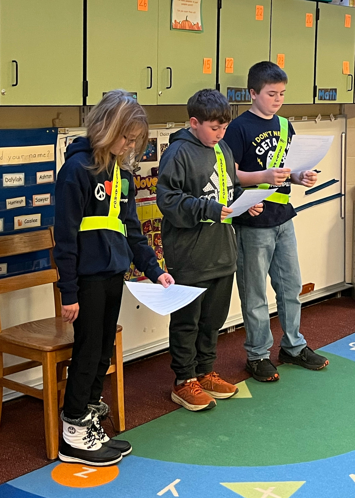 5th grade Safety Patrol presents to a class