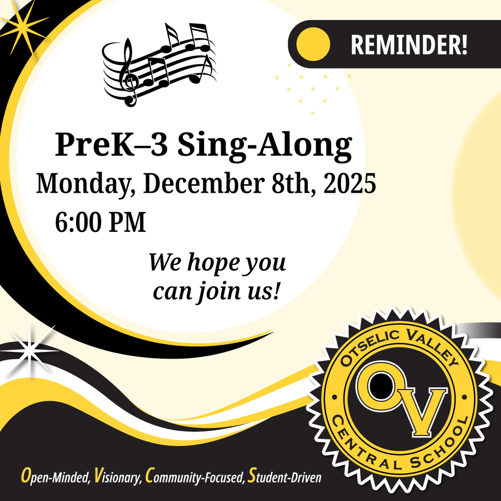 PreK-3 Sing-Along Reminder for Monday, December 8th at 6:00 pm