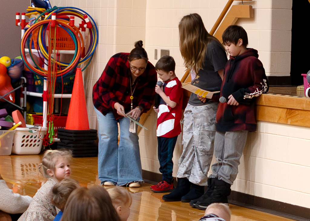 Morning program photo of student sharing the lunch menu