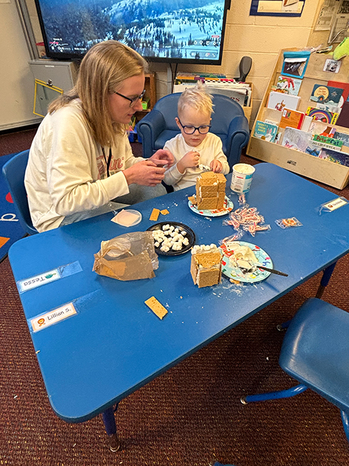 PreK Gingerbread making with families