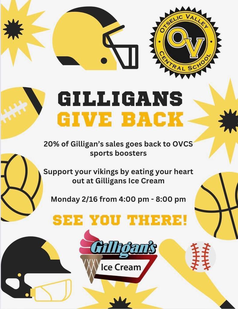 Flyer about Gilligan's Give Back for OV Boosters