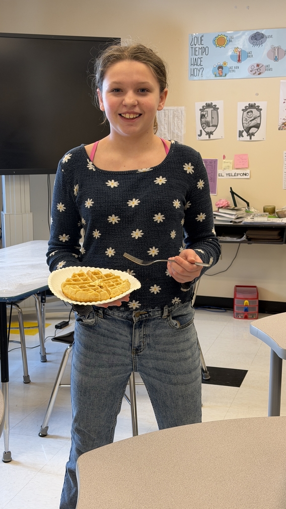 Sixth grade makes waffles