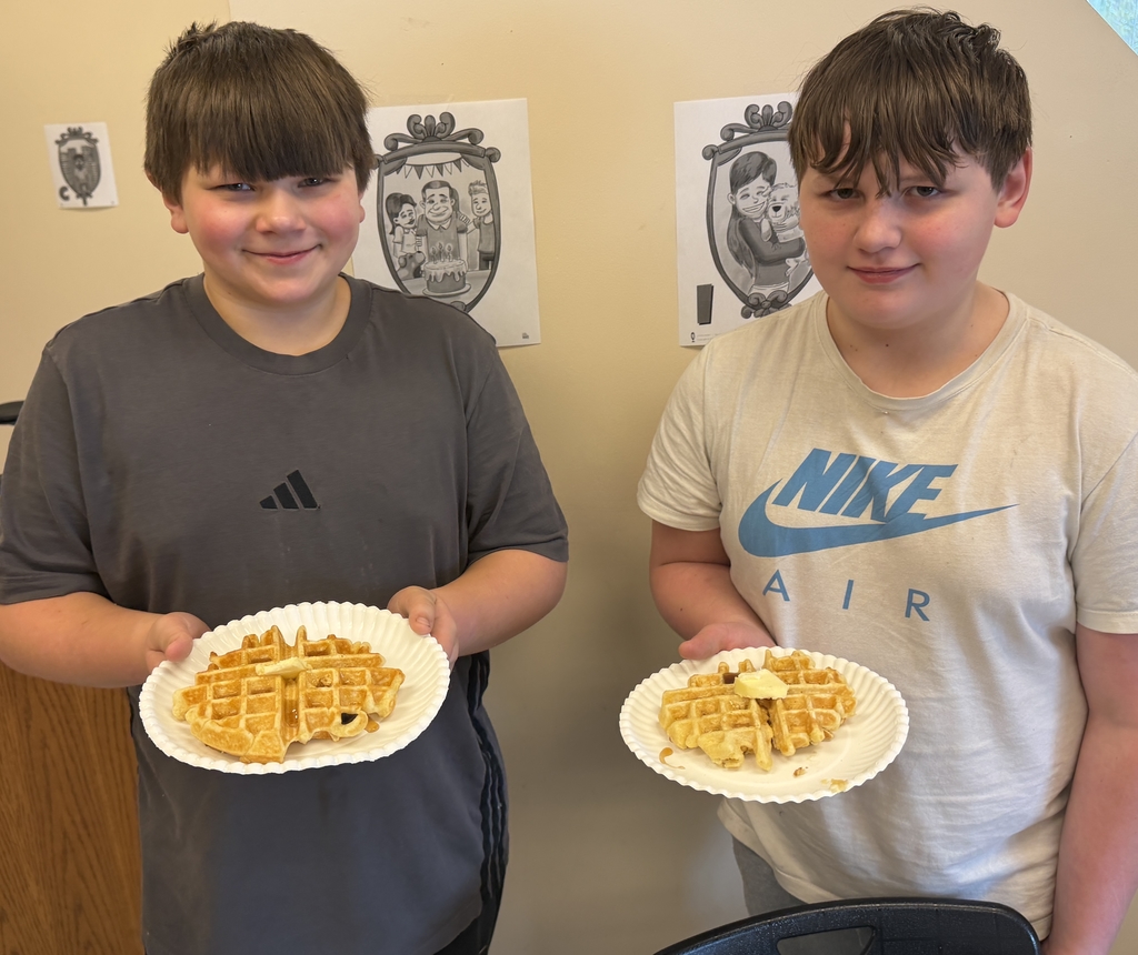 Sixth grade makes waffles