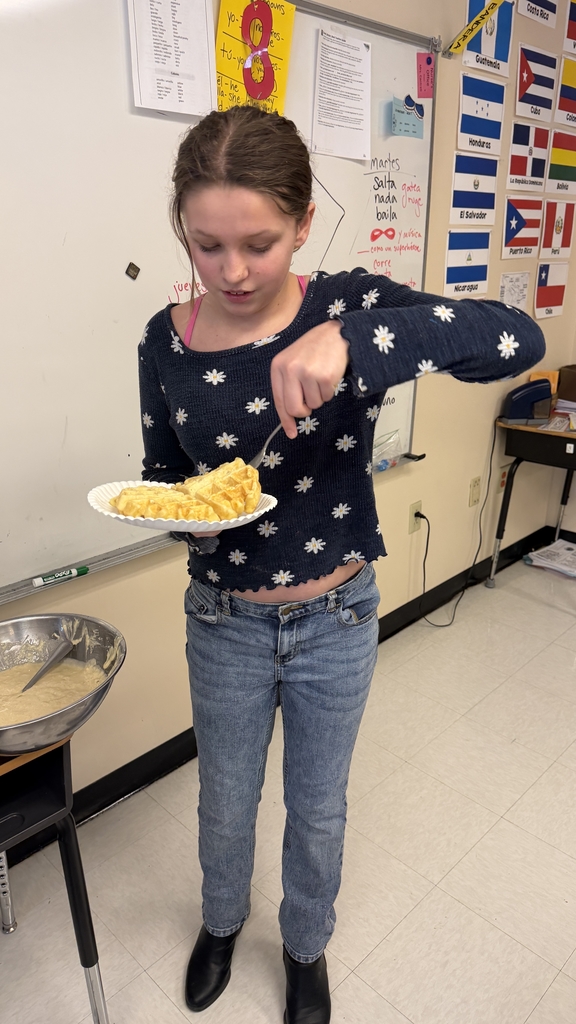 Sixth grade makes waffles