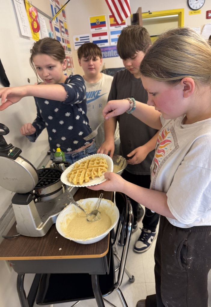 Sixth grade makes waffles