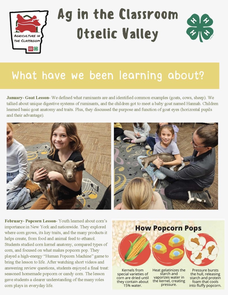 Ag in the Classroom in Otselic Valley Newsletter by Cornell Cooperative Extension