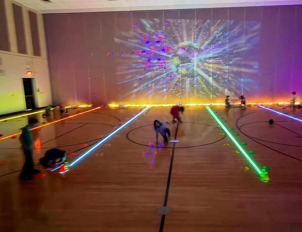 Students having fun with Cosmic Bowling