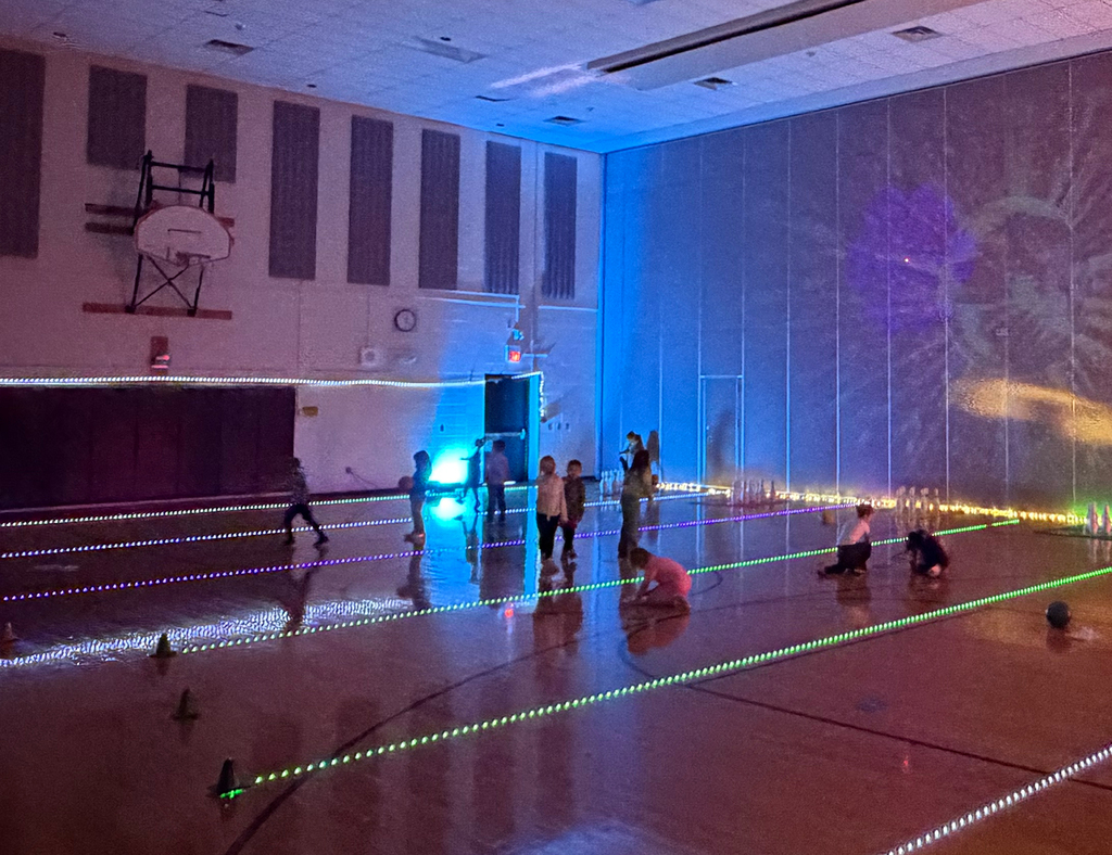 Students having fun with Cosmic Bowling