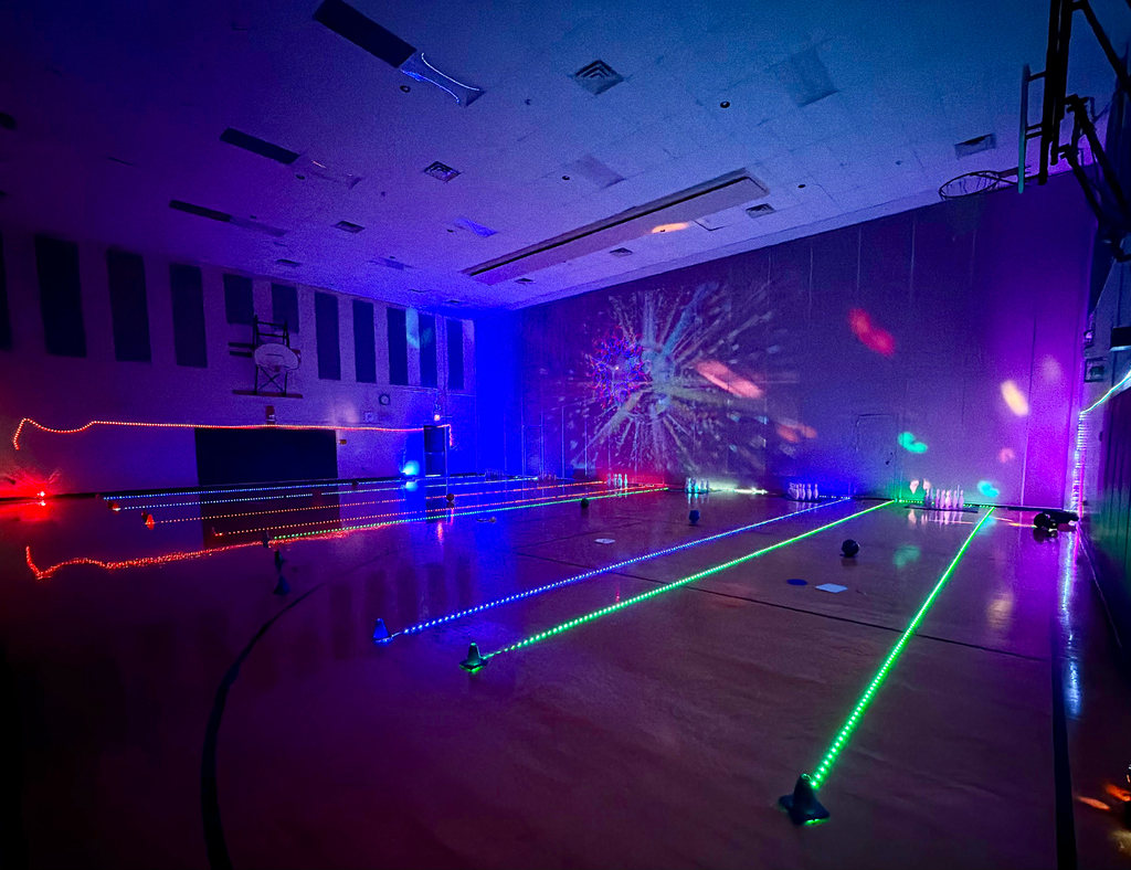 Students having fun with Cosmic Bowling