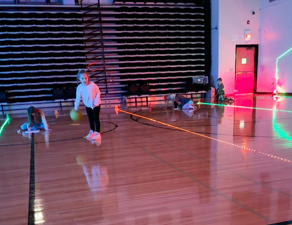 Students having fun with Cosmic Bowling