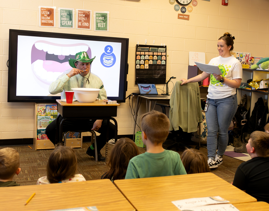 Mr. Gross brushing his teeth