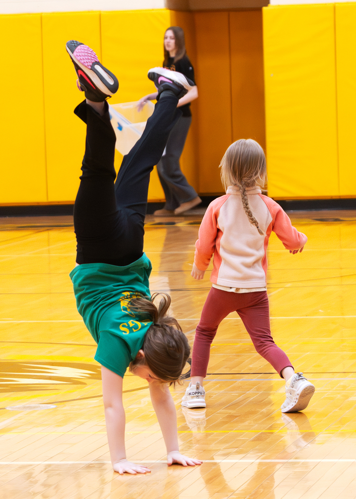 A student does a handstand