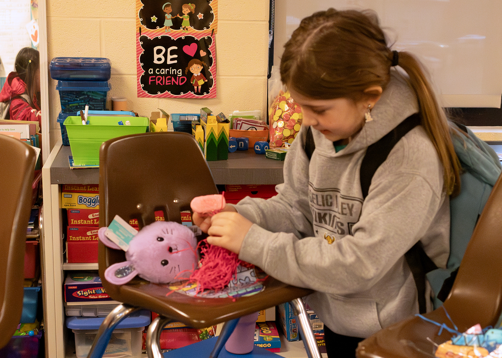 A student sees what her egg hatched into