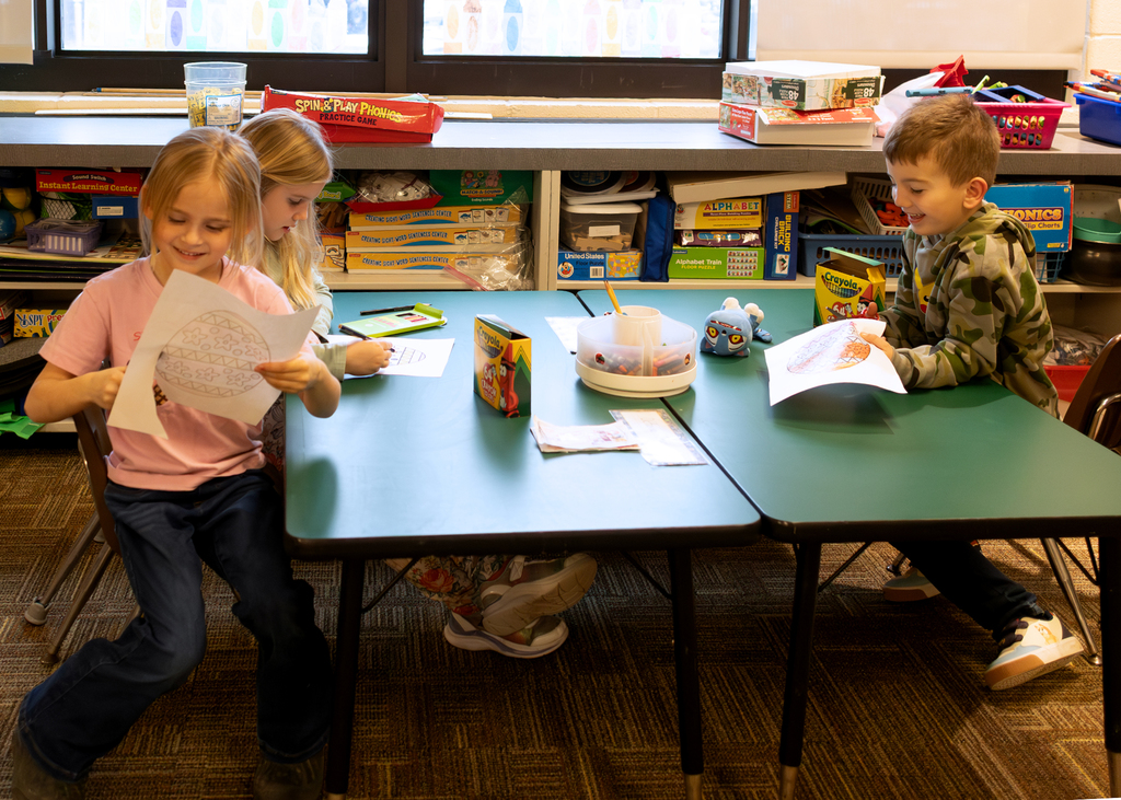 Students color and cut out their egg