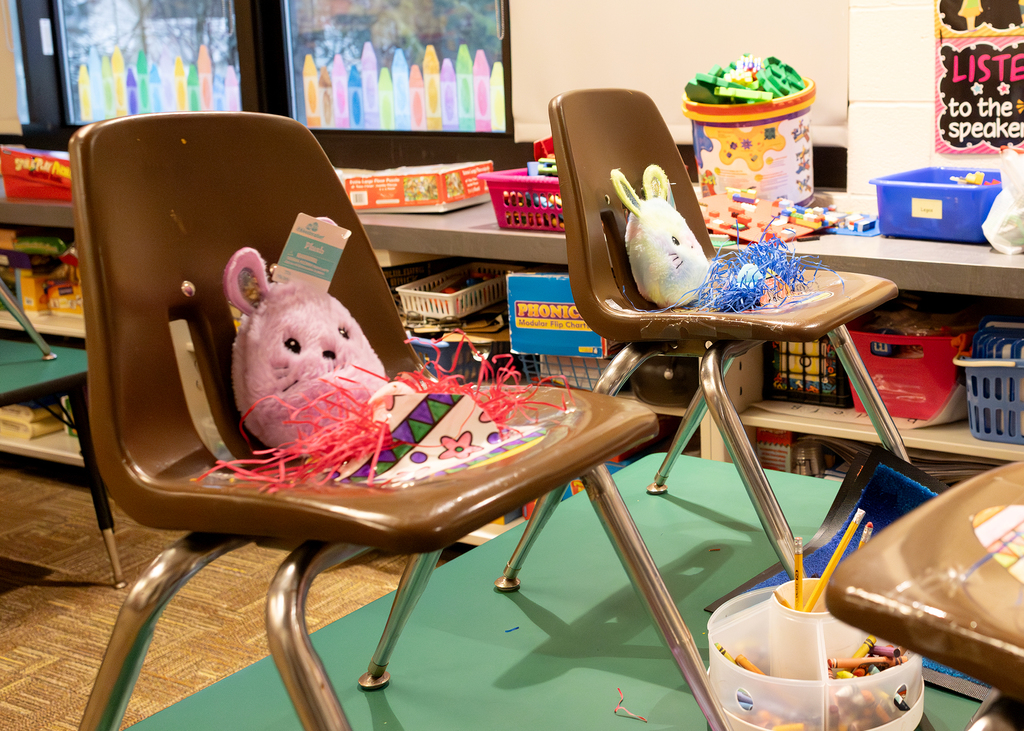 The eggs hatched into surprises on their chairs