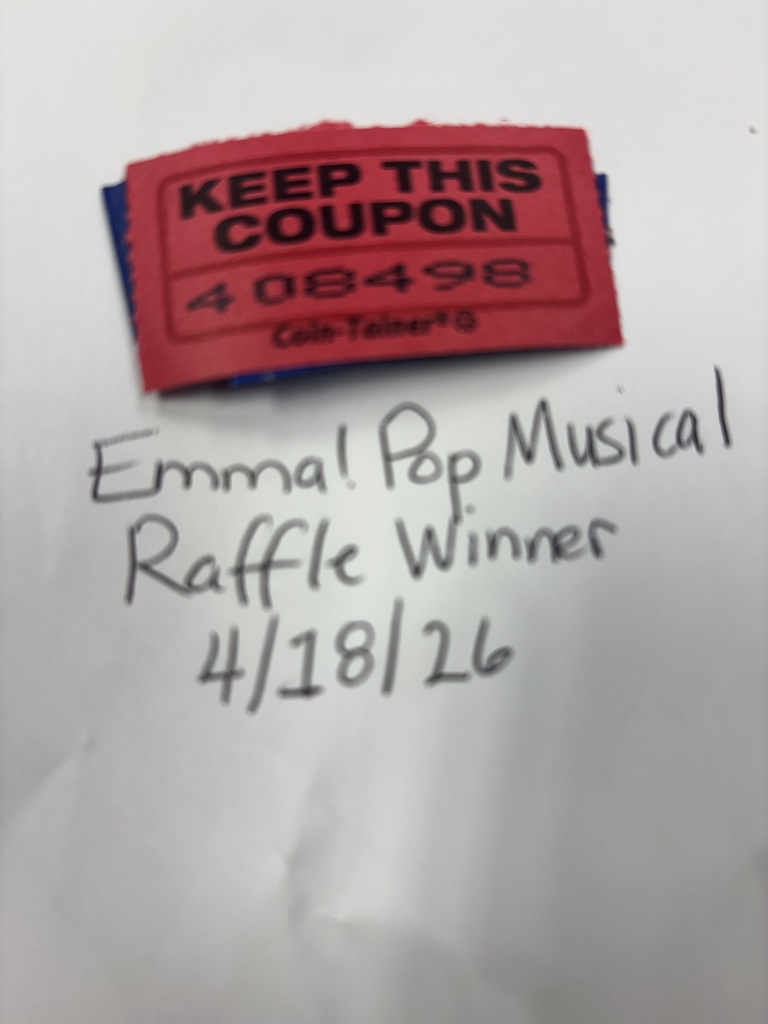 Image of the winning ticket from the performance of Emma! The Pop Musical this past weekend The coupon number is 408498