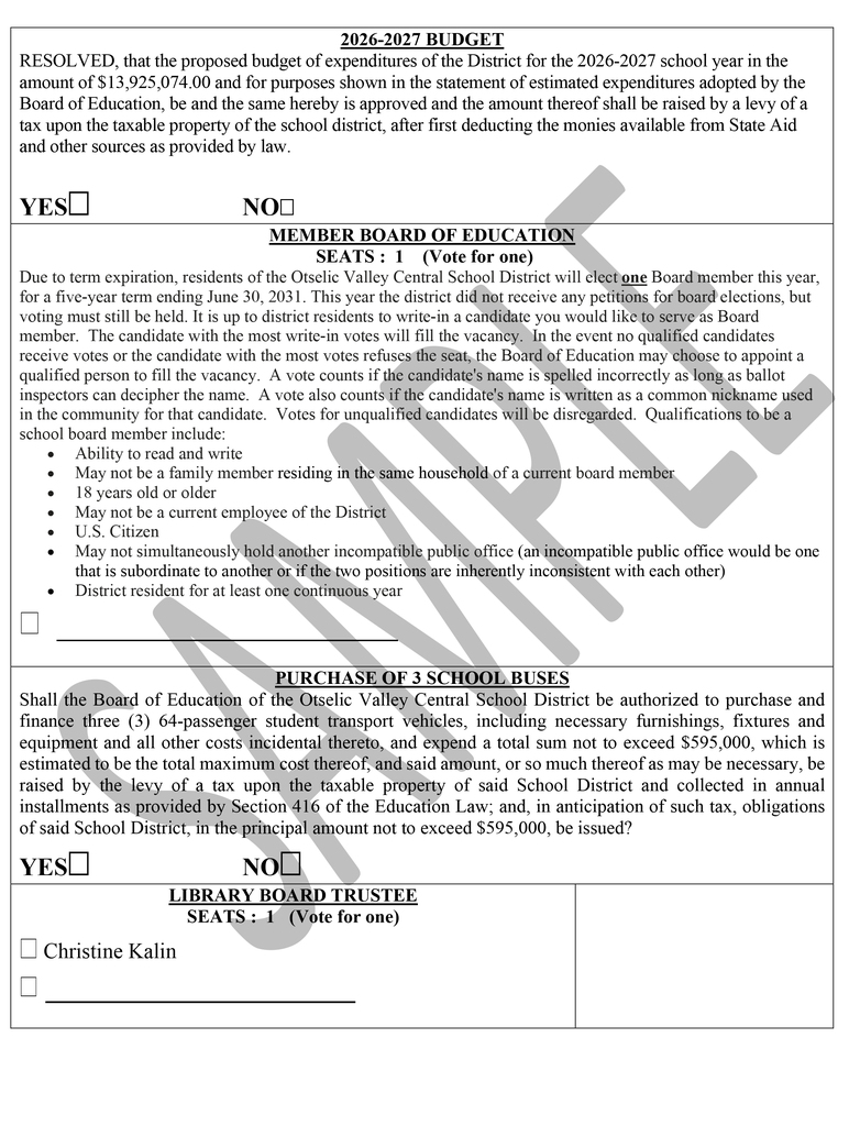 Sample ballot 2026