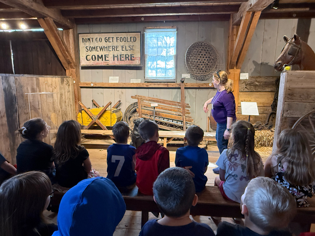 Second grade students on a field trip at the Chenango County Historical Society