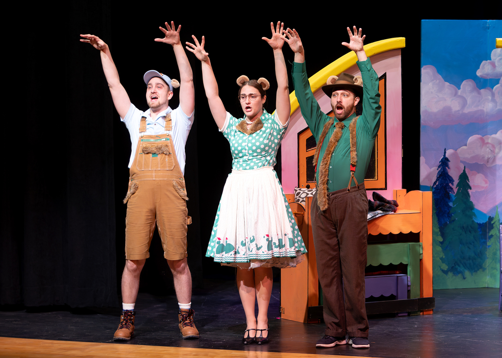 Performers from Tri-Cities Opera present The Three Bears to Otselic Valley students during a live, interactive performance.