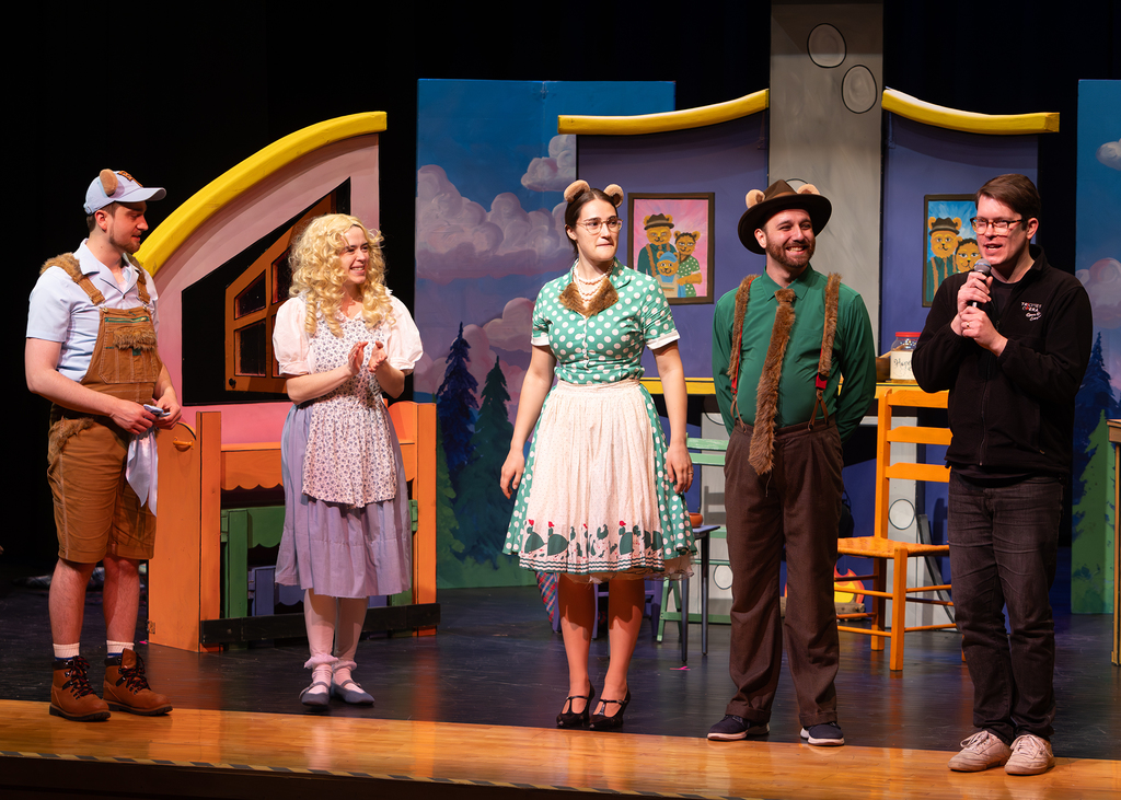 Performers from Tri-Cities Opera present The Three Bears to Otselic Valley students during a live, interactive performance.