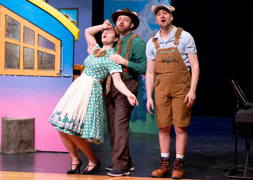Performers from Tri-Cities Opera present The Three Bears to Otselic Valley students during a live, interactive performance.
