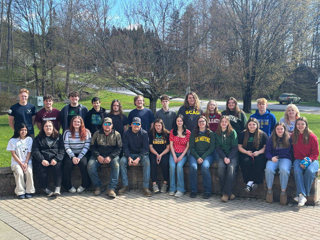 OV seniors gather for a Decision Day celebration, posing for group photos with classmates.