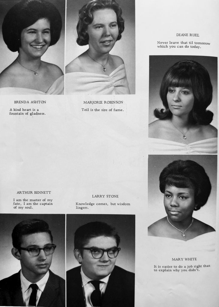 Black-and-white pages from the 1966 South Otselic yearbook The Centralian featuring senior portraits, student activities, and class information.
