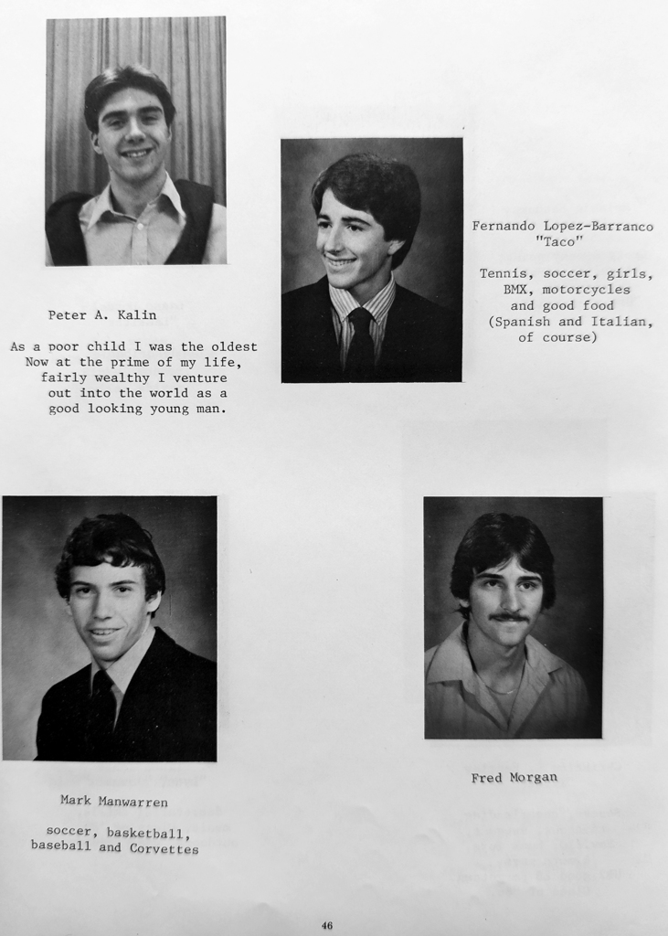Black-and-white scanned yearbook pages from the 1986 Otselic Valley yearbook featuring senior portraits, student names, nicknames, and personal quotes/messages.