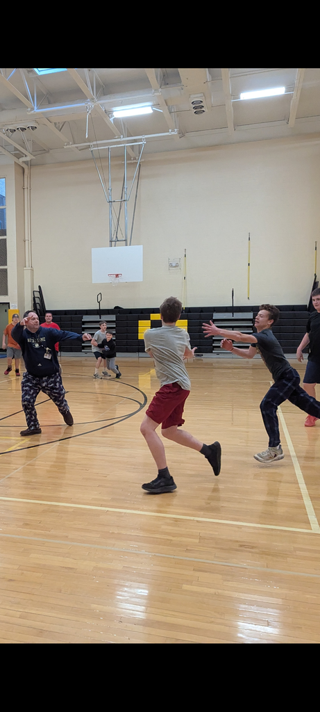 Students playing basketball
