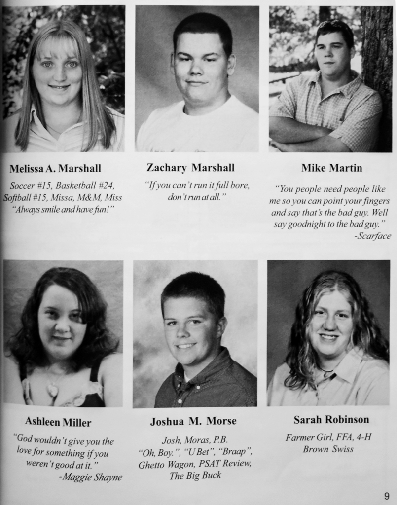 Scanned yearbook pages from the 2006 Otselic Valley yearbook featuring senior portraits, student names, quotes, activities, nicknames, and memories from members of the graduating class.