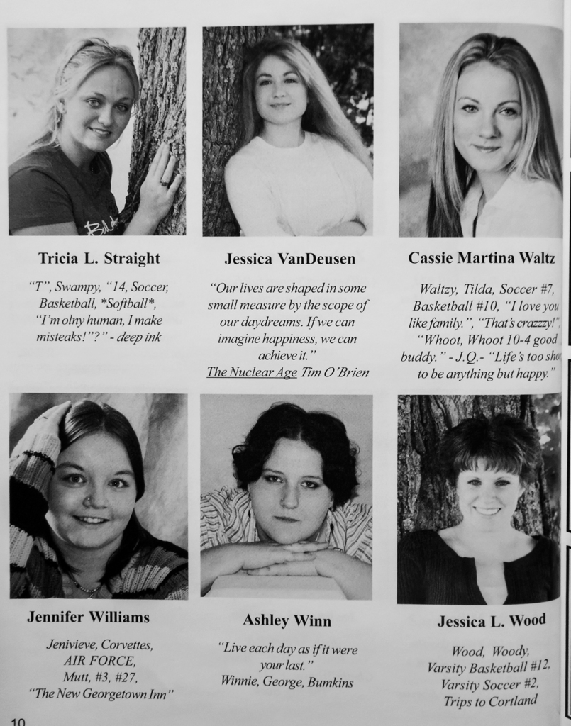 Scanned yearbook pages from the 2006 Otselic Valley yearbook featuring senior portraits, student names, quotes, activities, nicknames, and memories from members of the graduating class.