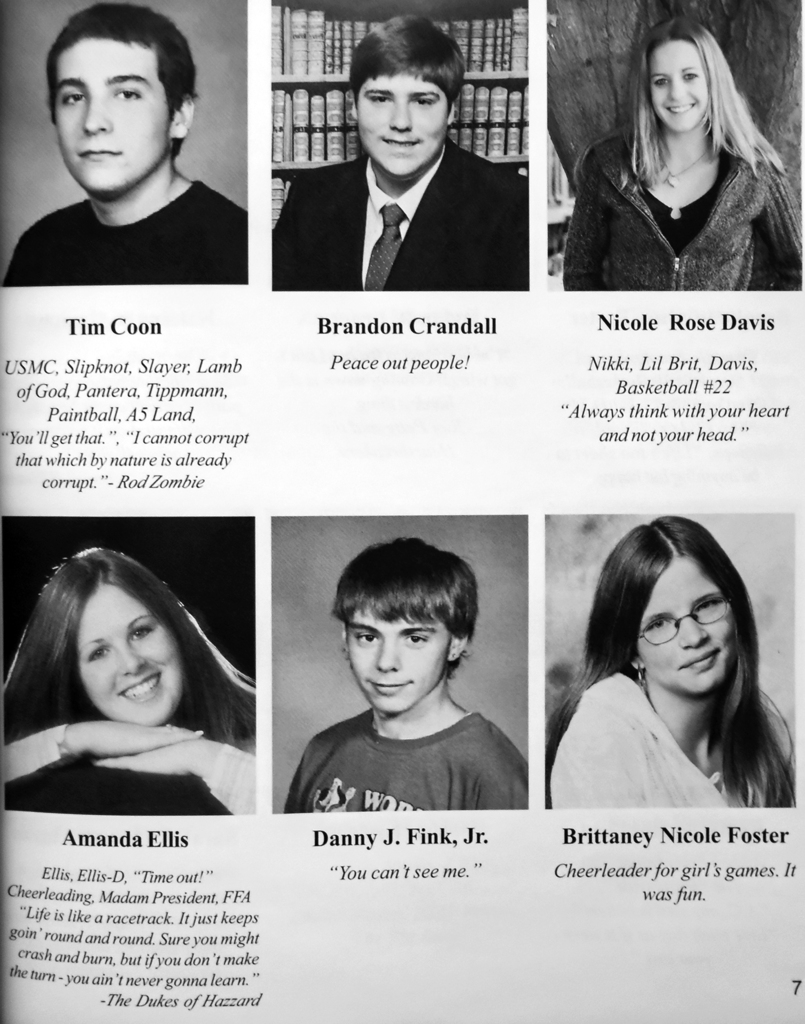 Scanned yearbook pages from the 2006 Otselic Valley yearbook featuring senior portraits, student names, quotes, activities, nicknames, and memories from members of the graduating class.