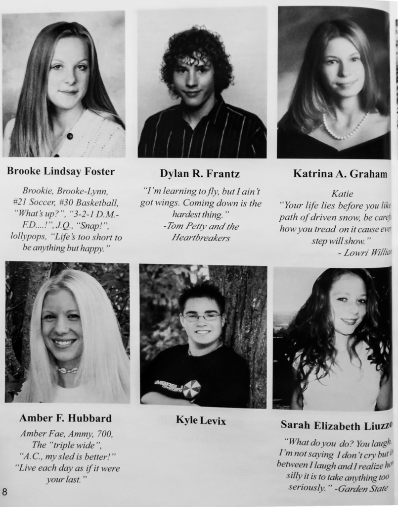 Scanned yearbook pages from the 2006 Otselic Valley yearbook featuring senior portraits, student names, quotes, activities, nicknames, and memories from members of the graduating class.