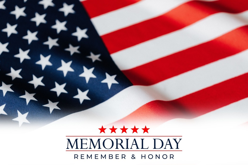 Graphic with Flag and Memorial Day Remember and Honor text