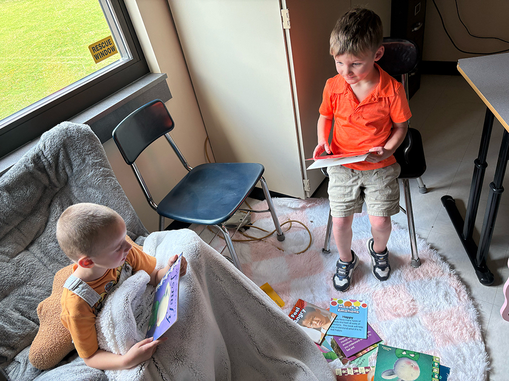 Students participate in interactive activities during the Coping Skills Fair at Otselic Valley, exploring coping strategies such as mindfulness, breathing exercises, sensory tools, movement, and fidgets.