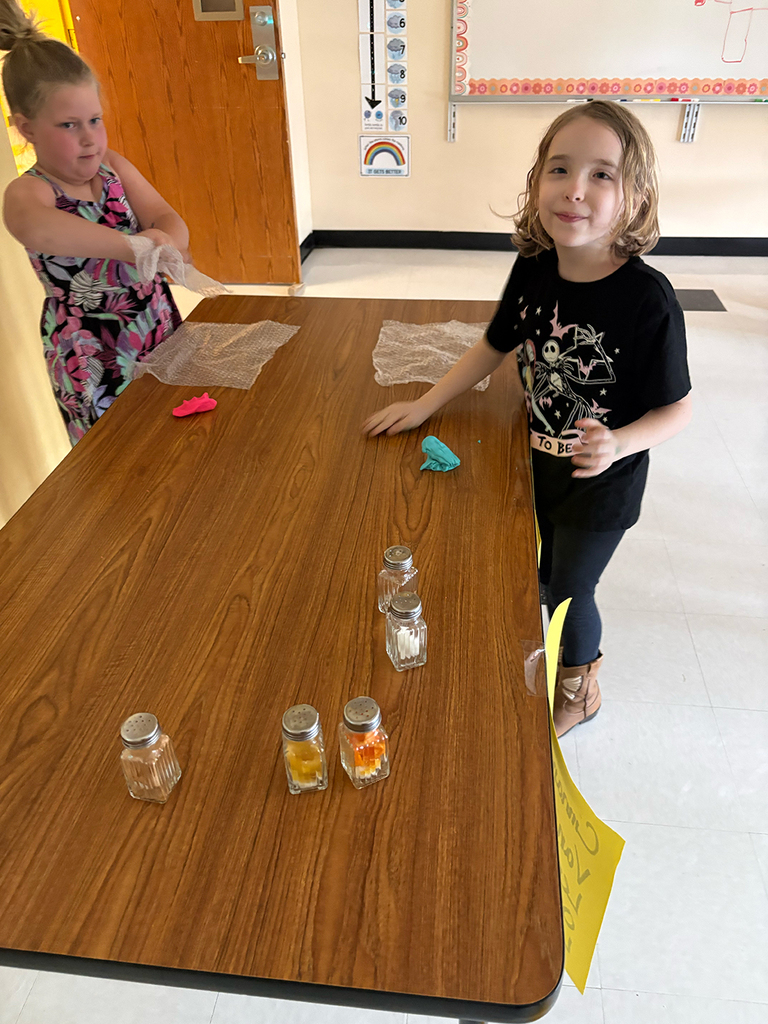 Students participate in interactive activities during the Coping Skills Fair at Otselic Valley, exploring coping strategies such as mindfulness, breathing exercises, sensory tools, movement, and fidgets.