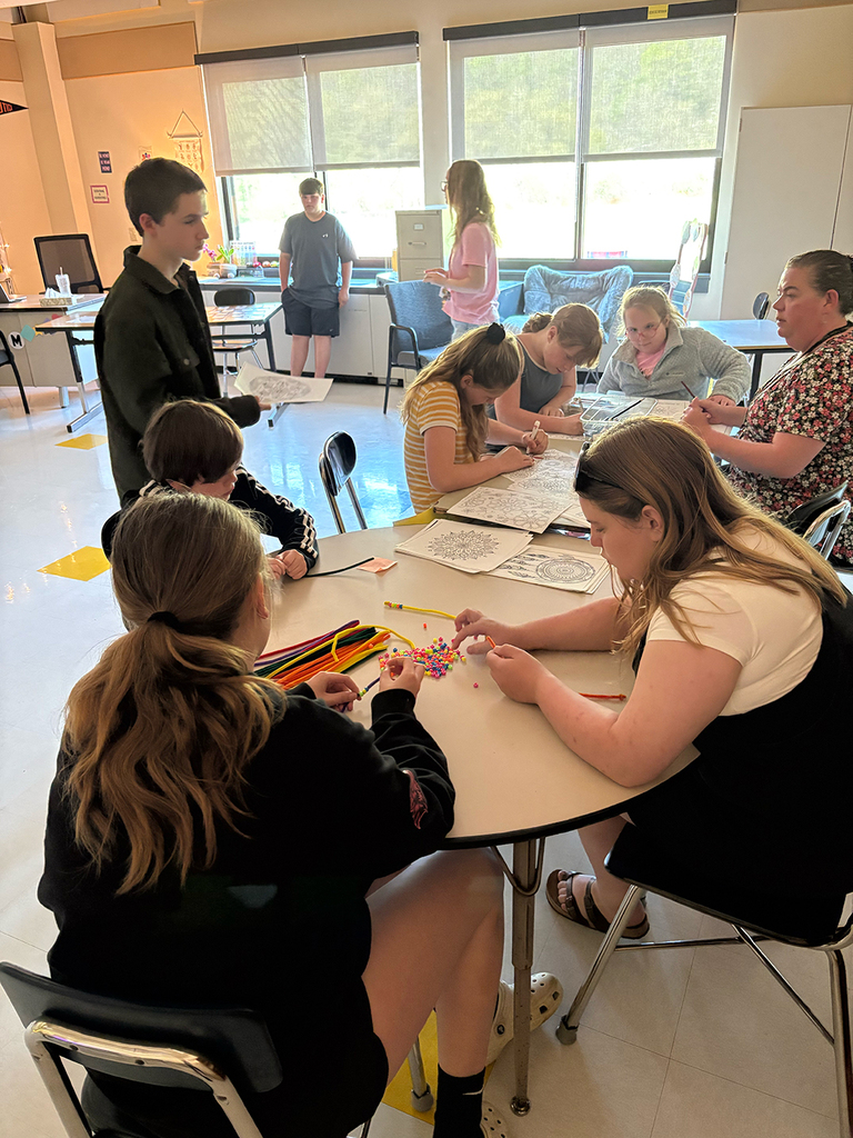 Students participate in interactive activities during the Coping Skills Fair at Otselic Valley, exploring coping strategies such as mindfulness, breathing exercises, sensory tools, movement, and fidgets.