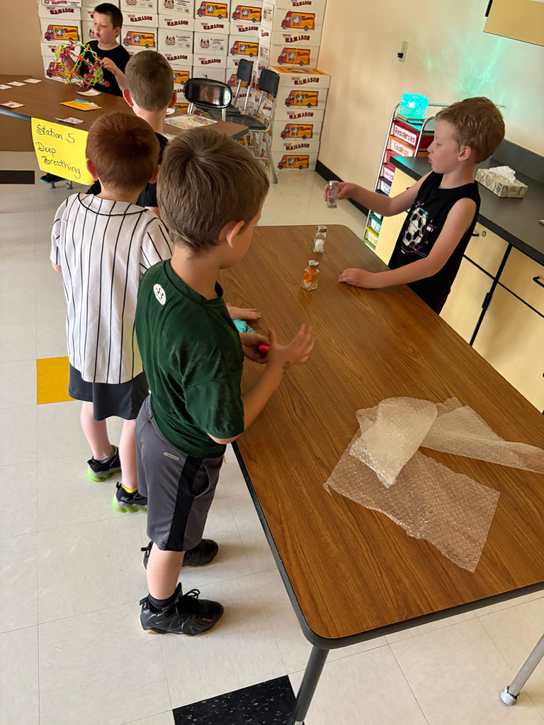 Students participate in interactive activities during the Coping Skills Fair at Otselic Valley, exploring coping strategies such as mindfulness, breathing exercises, sensory tools, movement, and fidgets.