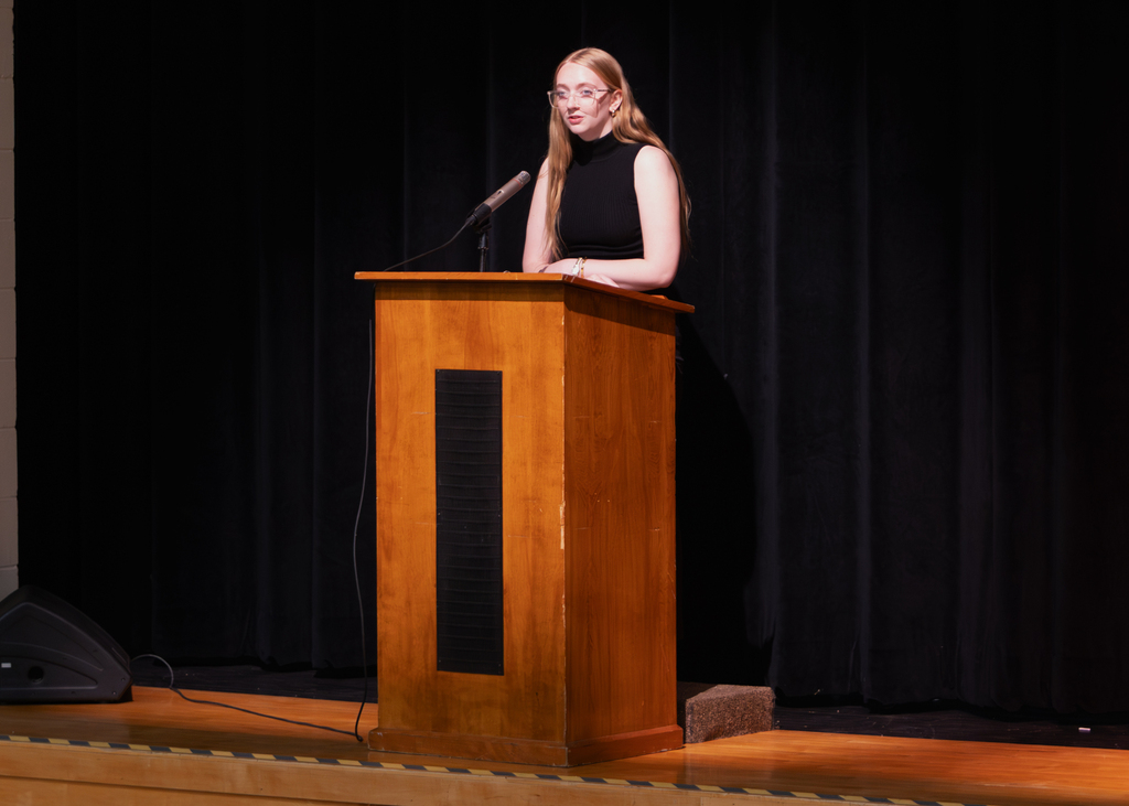 Students participate in the Otselic Valley Student Government Forum, where student leaders shared updates, discussed leadership opportunities, recognized student accomplishments, and celebrated school pride and community involvement.