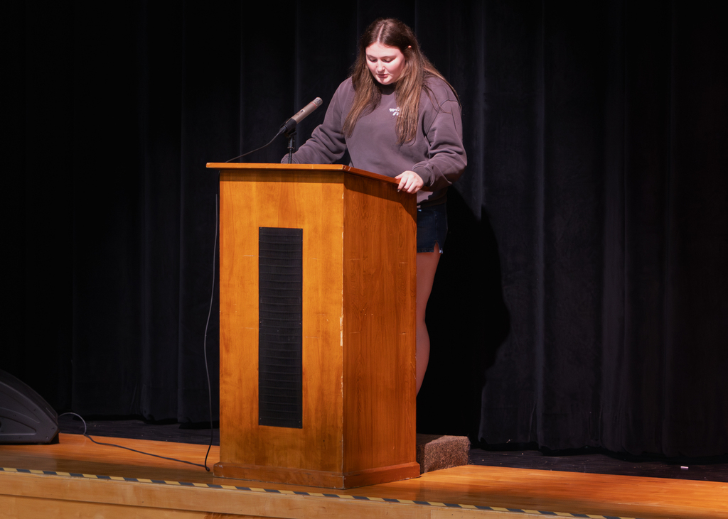 Students participate in the Otselic Valley Student Government Forum, where student leaders shared updates, discussed leadership opportunities, recognized student accomplishments, and celebrated school pride and community involvement.