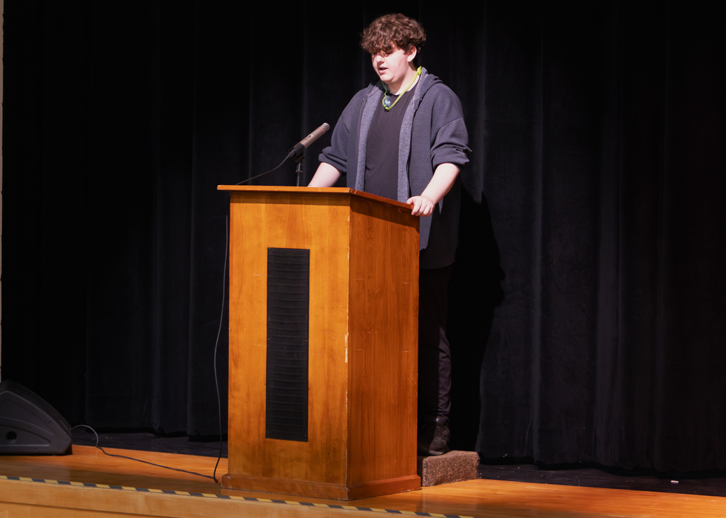 Students participate in the Otselic Valley Student Government Forum, where student leaders shared updates, discussed leadership opportunities, recognized student accomplishments, and celebrated school pride and community involvement.