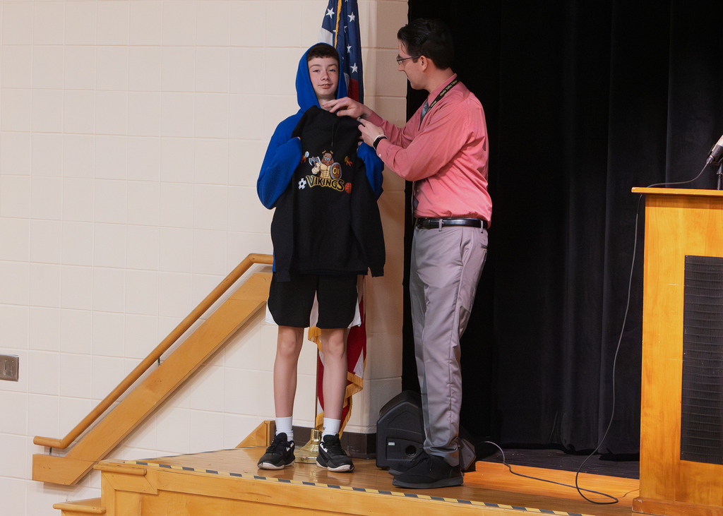 Students participate in the Otselic Valley Student Government Forum, where student leaders shared updates, discussed leadership opportunities, recognized student accomplishments, and celebrated school pride and community involvement.