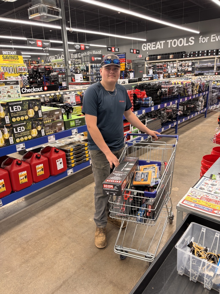 Jacob purchasing tools with his scholarship money