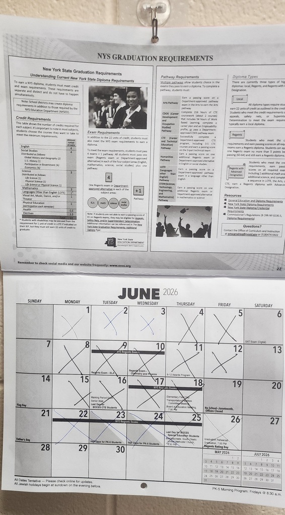 The June calendar with days crossed off