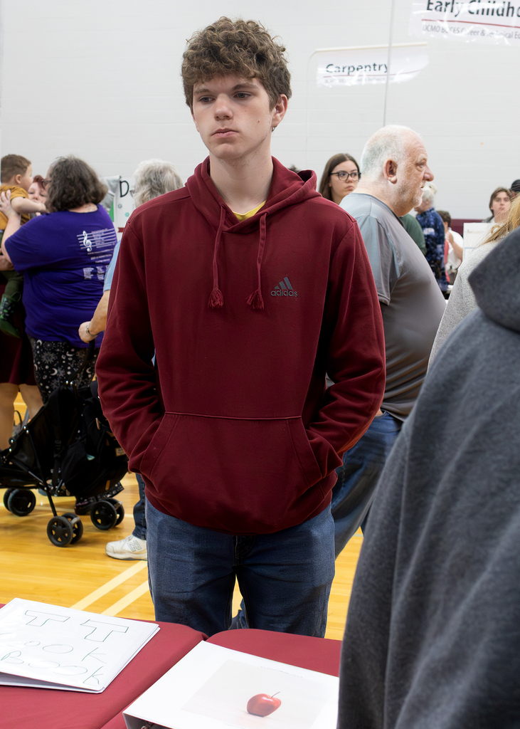 Photos from the DCMO BOCES Senior Showcase featuring Otselic Valley seniors presenting Career and Technical Education projects