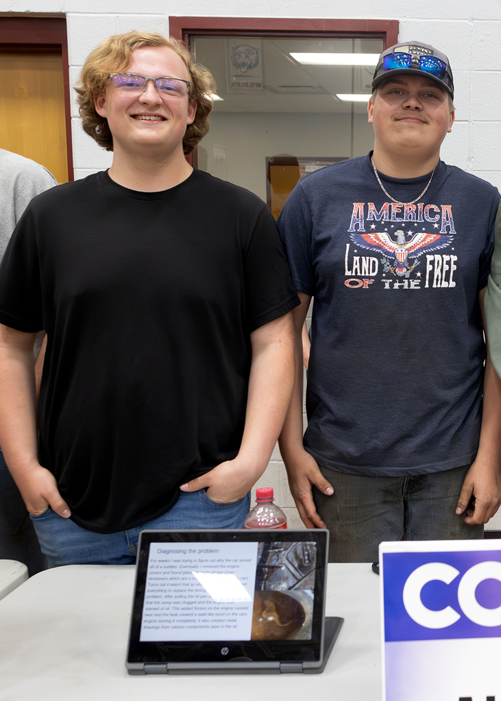 Photos from the DCMO BOCES Senior Showcase featuring Otselic Valley seniors presenting Career and Technical Education projects