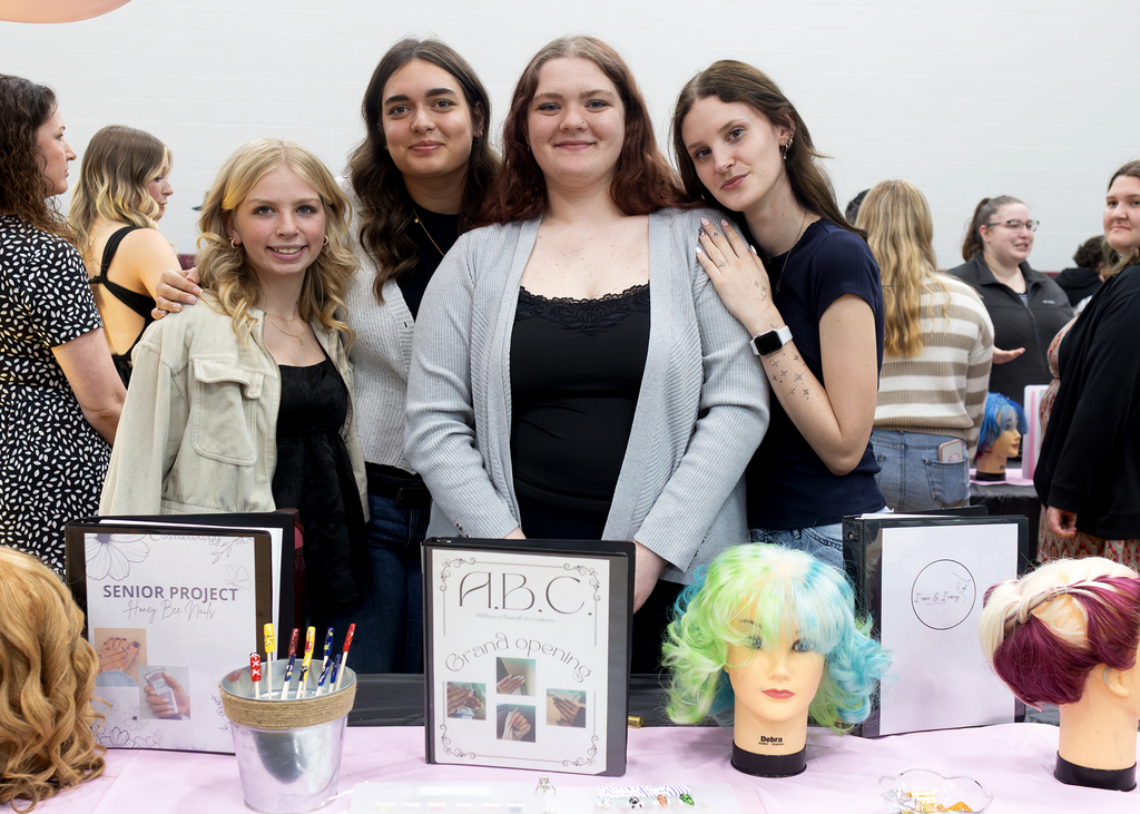 Photos from the DCMO BOCES Senior Showcase featuring Otselic Valley seniors presenting Career and Technical Education projects